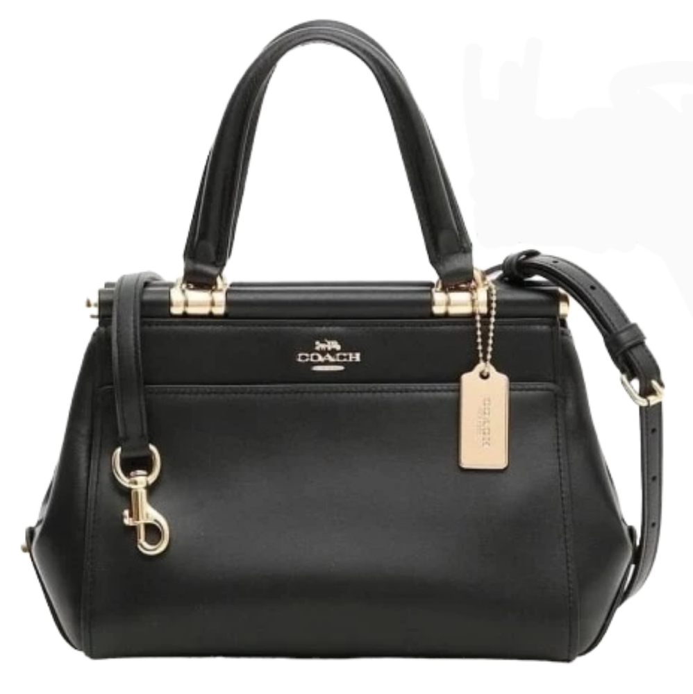 COACH Grace Bag 20 Framed Dowel Calf Leather Crossbody Tote Satchel Black 31918 - Picture 1 of 16